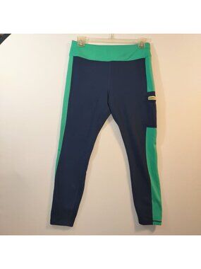 Athletic Works Girls Colorblock Leggings Navy Green Pocket L/G 12-14